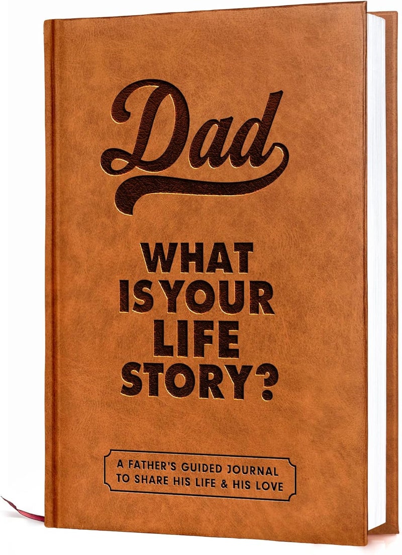 BRAVEBUG Gifts for Dad from Daughter, Son - Personalized Father's Day Gifts for dad, Husband - Christmas, Birthday Gift for Dads - Dad Story Book to Fill Out, Dads Guided Journal Life Story Leather Journal - Image 1